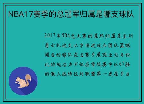 NBA17赛季的总冠军归属是哪支球队